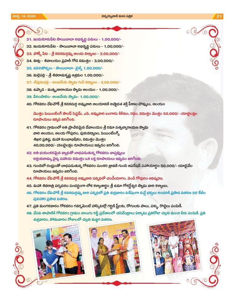 Temple development list